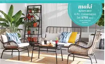 The Brick Maki 4-Piece Outdoor Patio Conversation Set with Loveseat, 2 Chairs & Glass Top Coffee Table - Hand-Woven Resin Wicker, UV & offer