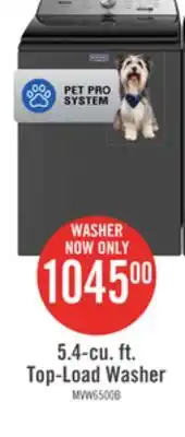 The Brick Maytag 5.4 Cu. Ft. Pet Pro Top-Load Washer - MVW6500MBK offer