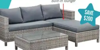 The Brick Athens 3-Piece Outdoor Patio Lounger Conversation Set with Lounger Sofa, Ottoman & Glass Top Coffee Table - Hand-Woven Resin offer
