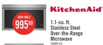 The Brick KitchenAid 1.1 Cu. Ft. Over-the-Range Microwave with Flush Built-In Design - YKMMF330PPS offer