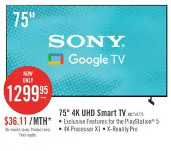 The Brick Sony 75 X77L 4K HDR LED Google TV offer