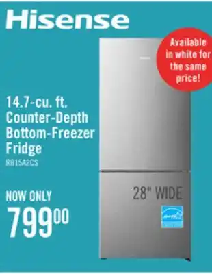 The Brick Hisense 14.7 Cu. Ft. Counter-Depth Bottom-Mount Refrigerator - RB15A2CSE offer