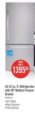 The Brick LG 22 Cu. Ft. Bottom-Freezer Refrigerator - LRDNS2200S offer