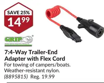 Princess Auto 7:4-Way Trailer-End Adapter with Flex Cord offer