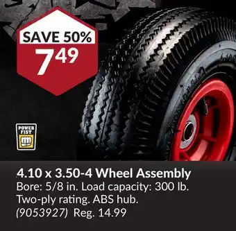 Princess Auto 4.10 x 3.50-4 Wheel Assembly offer