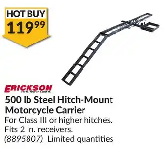 Princess Auto 500 lb Steel Hitch-Mount Motorcycle Carrier offer
