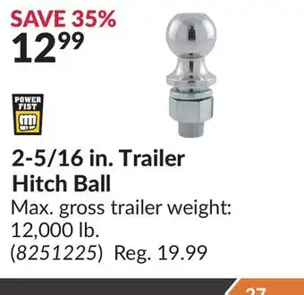 Princess Auto 2-5/16 in. Trailer Hitch Ball offer