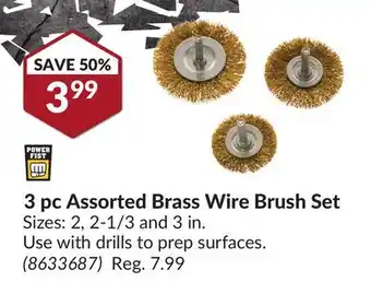 Princess Auto 3 pc Assorted Brass Wire Brush Set offer