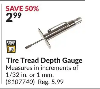 Princess Auto Tire Tread Depth Gauge offer