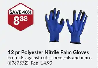 Princess Auto 12 pr Polyester Nitrile Palm Gloves offer