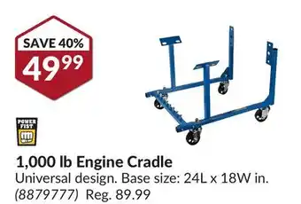 Princess Auto 1, 000 lb Engine Cradle offer
