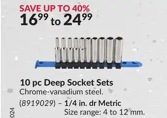 Princess Auto 10 pc Deep Socket Sets offer