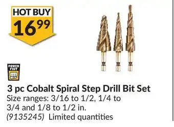 Princess Auto 3 pc Cobalt Spiral Step Drill Bit Set offer