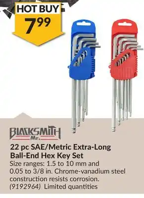 Princess Auto 22 pc SAE/Metric Extra-Long Ball-End Hex Key Set offer