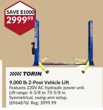 Princess Auto 9, 000 lb 2-Post Vehicle Lift offer