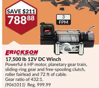 Princess Auto 17,500 lb 12V DC Winch offer