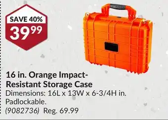 Princess Auto 16 in. Orange Impact-Resistant Storage Case offer