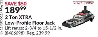 Princess Auto 2 Ton XTRA Low-Profile Floor Jack Lift range offer