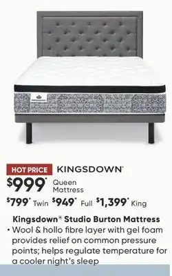 Sleep Country Kingsdown Studio Burton Mattress offer