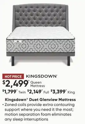 Sleep Country Kingsdown Duet Glenview Mattress offer