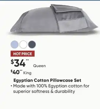 Sleep Country Egyptian Cotton Pillowcase Set offer