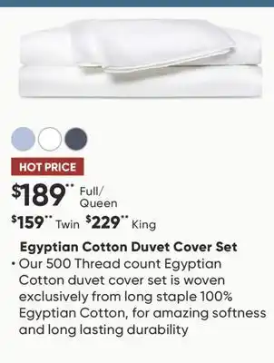 Sleep Country Egyptian Cotton Duvet Cover Set offer
