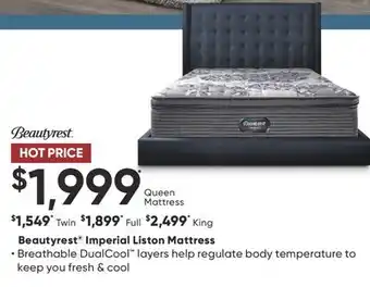 Sleep Country Beautyrest Imperial Liston Mattress offer