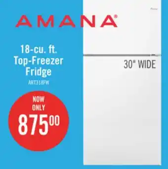 The Brick Amana 18 Cu. Ft. Top-Freezer Refrigerator ART318FFDW offer