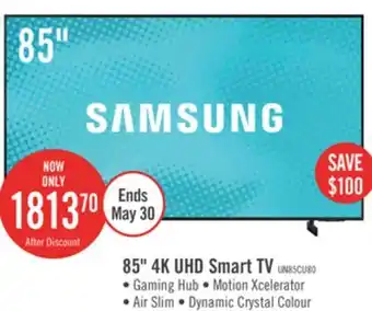 The Brick Samsung 85 CU8000 Crystal UHD 4K Smart TV offer