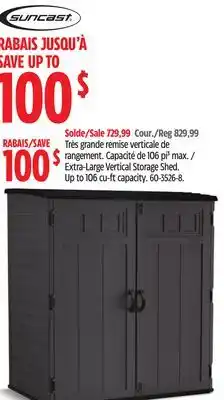 Canadian Tire Suncast Extra-Large Vertical Storage Shed offer