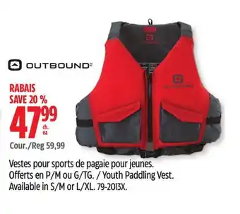 Canadian Tire Outbound Youth Paddling Vest offer