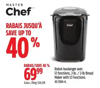 Canadian Tire Master Chef 2-lb Bread Maker with 12 Functions offer