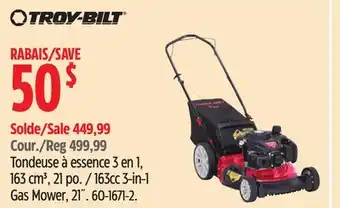 Canadian Tire Troy-Bilt 163cc 3-in-1 Gas Mower, 21˝ offer
