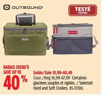 Canadian Tire Outbound Selected Hard and Soft Coolers offer