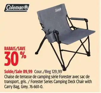 Canadian Tire Coleman Forester Series Camping Deck Chair with Carry Bag, Grey offer