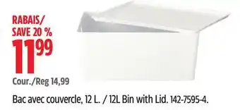 Canadian Tire Type A 12L Bin with Lid offer