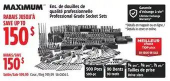 Canadian Tire MAXIMUM Professional Grade Socket Sets offer