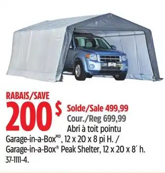 Canadian Tire Shelter Logic Garage-in-a-Box Peak Shelter, 12 x 20 x 8' h offer
