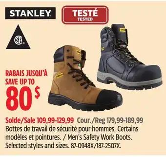Canadian Tire Stanley Men's Safety Work Boots offer