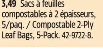 Canadian Tire Compostable 2-Ply Leaf Bags, 5-Pack offer