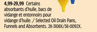 Canadian Tire Selected Oil Drain Pans, Funnels and Absorbents offer