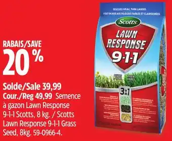 Canadian Tire Scotts Lawn Response 9-1-1 Grass Seed offer