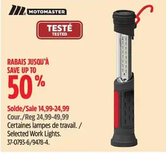 Canadian Tire MotoMaster Selected Work Lights offer