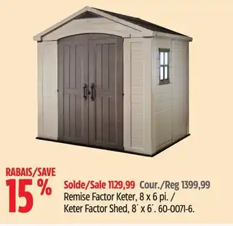 Canadian Tire Keter Factor Shed, 8' x 6' offer