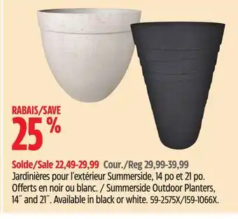 Canadian Tire Southern Patio Summerside Outdoor Planters, 14˝ and 21 offer