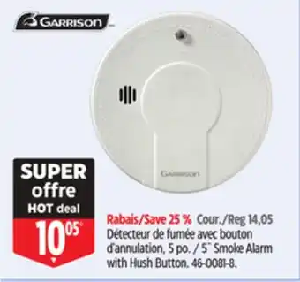 Canadian Tire Garrison 5˝ Smoke Alarm with Hush Button offer