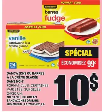 Provigo SANDWICHS OU BARRES À LA CRÈME GLACÉE SANS NOM , 24/30 UN offer