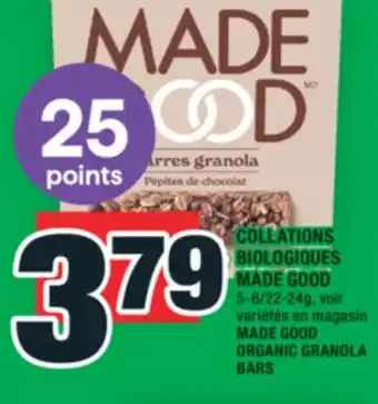 Super C COLLATIONS BIOLOGIQUES MADE GOOD | MADE GOOD ORGANIC GRANOLA BARS offer