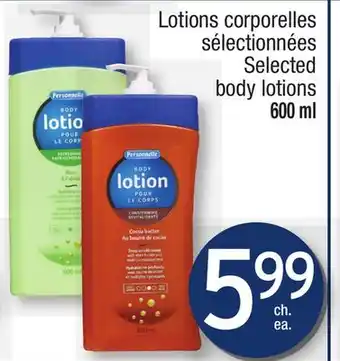 Jean Coutu PERSONNELLE Selected body lotions offer