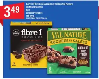 Maxi BARRES FIBRE 1 OU SUCRÉES ET SALÉES VAL NATURE, 125-210 g offer